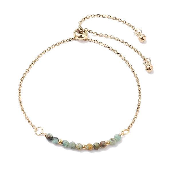 PandaHall Faceted Round Natural African Turquoise(Jasper) Slider Bracelets, 304 Stainless Steel Cable Chains Bracelets, Golden, 10-1/4 inch..., Green
PandaHall Faceted Round Natural African Turquoise(Jasper) Slider Bracelets, 304 Stainless Steel Cable Chains Bracelets, Golden, 10-1/4 inch..., Green