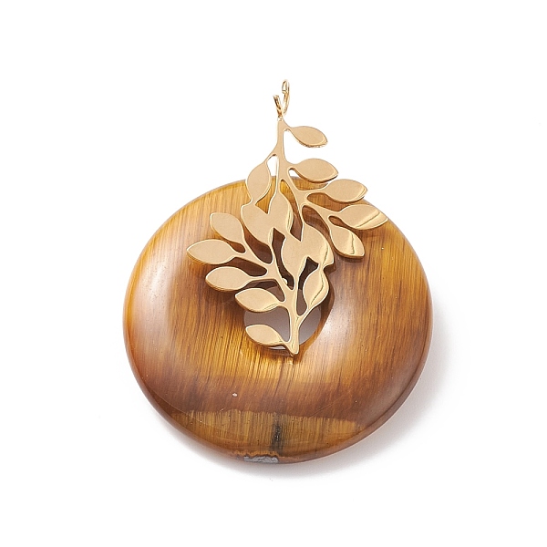 PandaHall Natural Tiger Eye Pendants, with Ion Plating(IP) Golden Color Tone 304 Stainless Steel Findings, Leaf with Donut/Pi Disc Charm...
PandaHall Natural Tiger Eye Pendants, with Ion Plating(IP) Golden Color Tone 304 Stainless Steel Findings, Leaf with Donut/Pi Disc Charm...