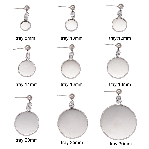 PandaHall 18Pcs 9 Size 304 Stainless Steel Stud Earring Settings, Stainless Steel Color, 45mm, Pin: 0.9mm, Tray...
PandaHall 18Pcs 9 Size 304 Stainless Steel Stud Earring Settings, Stainless Steel Color, 45mm, Pin: 0.9mm, Tray...
