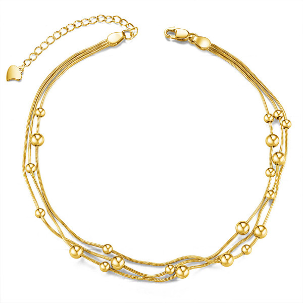 PandaHall SHEGRACE 925 Sterling Silver Anklet with Triple Layered Chain and Beads, Golden, 8-1/4 inch(21cm) Sterling Silver
PandaHall SHEGRACE 925 Sterling Silver Anklet with Triple Layered Chain and Beads, Golden, 8-1/4 inch(21cm) Sterling Silver