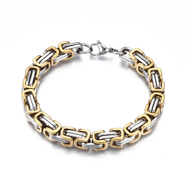 PandaHall Ion Plating(IP) Two Tone 201 Stainless Steel Byzantine Chain Bracelet for Men Women, Real 18K Gold Plated, Gold, 8-1/2 inch...
PandaHall Ion Plating(IP) Two Tone 201 Stainless Steel Byzantine Chain Bracelet for Men Women, Real 18K Gold Plated, Gold, 8-1/2 inch...