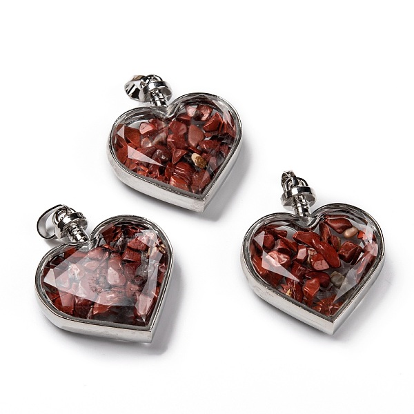 PandaHall Glass Bottle Pendants, with Natural Red Jasper Chips and Platinum Plated Alloy Findings, Heart, 40x32.5x11mm, Hole: 8x5mm Red...
PandaHall Glass Bottle Pendants, with Natural Red Jasper Chips and Platinum Plated Alloy Findings, Heart, 40x32.5x11mm, Hole: 8x5mm Red...