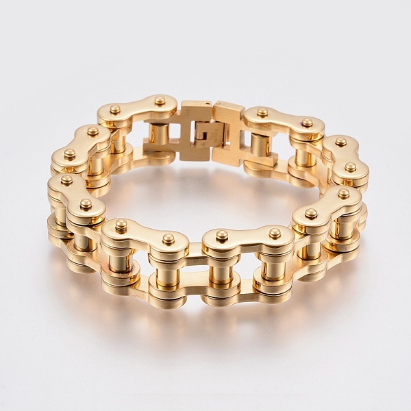 PandaHall Men's 201 Stainless Steel Bracelets, Motorcycle Chain Bracelets, Golden, 9 inch(230mm), 15x7.5mm 201 Stainless Steel
PandaHall Men's 201 Stainless Steel Bracelets, Motorcycle Chain Bracelets, Golden, 9 inch(230mm), 15x7.5mm 201 Stainless Steel