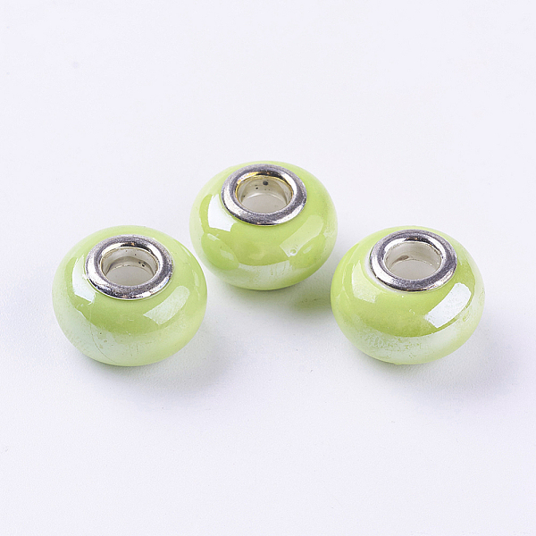 PandaHall Rondelle Green Yellow Handmade Porcelain Large Hole European Beads, with Silver Color Brass Double Cores, 15x11mm, Hole: 5mm...
PandaHall Rondelle Green Yellow Handmade Porcelain Large Hole European Beads, with Silver Color Brass Double Cores, 15x11mm, Hole: 5mm...