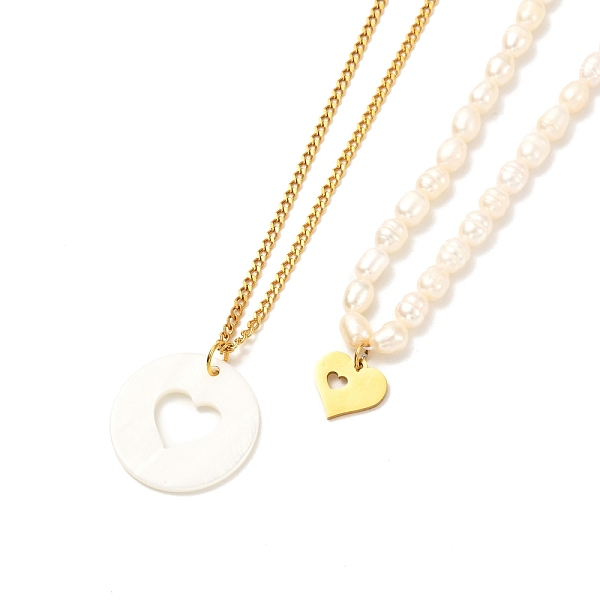 PandaHall Heart Pendant Necklaces Set for Girl Women, Natural Pearl Beads Necklaces, 304 Stainless Steel Curb Chain Necklaces, Golden, White...
PandaHall Heart Pendant Necklaces Set for Girl Women, Natural Pearl Beads Necklaces, 304 Stainless Steel Curb Chain Necklaces, Golden, White...