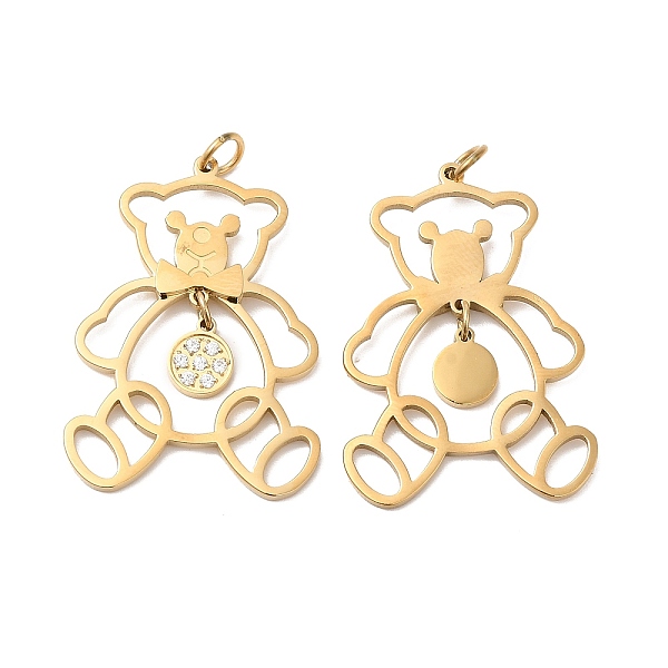 PandaHall Ion Plating(IP) 304 Stainless Steel Pendants, with Rhinestone and Jump Ring, Hollow, Bear Charm, Real 14K Gold Plated, 32x22.5x3mm...
PandaHall Ion Plating(IP) 304 Stainless Steel Pendants, with Rhinestone and Jump Ring, Hollow, Bear Charm, Real 14K Gold Plated, 32x22.5x3mm...