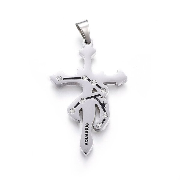 PandaHall 304 Stainless Steel Pendants, with Enamel and Rhinestone and Magnetic Hematite, Constellation/Zodiac Sign, Aquarius, Crystal..., Black
PandaHall 304 Stainless Steel Pendants, with Enamel and Rhinestone and Magnetic Hematite, Constellation/Zodiac Sign, Aquarius, Crystal..., Black