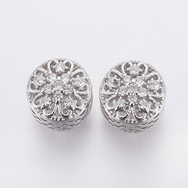 PandaHall Brass Micro Pave Cubic Zirconia European Beads, Large Hole Beads, Hollow, Flat Round with Flower, Clear, Platinum, 11x10.5mm, Hole...
PandaHall Brass Micro Pave Cubic Zirconia European Beads, Large Hole Beads, Hollow, Flat Round with Flower, Clear, Platinum, 11x10.5mm, Hole...