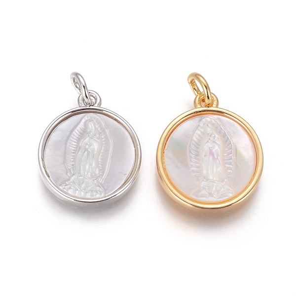 PandaHall Brass Pendants, with Shell and Jump Ring, Flat Round with Virgin Mary, Mixed Color, 16x14x3mm, Hole: 3mm Shell Flat Round
PandaHall Brass Pendants, with Shell and Jump Ring, Flat Round with Virgin Mary, Mixed Color, 16x14x3mm, Hole: 3mm Shell Flat Round
