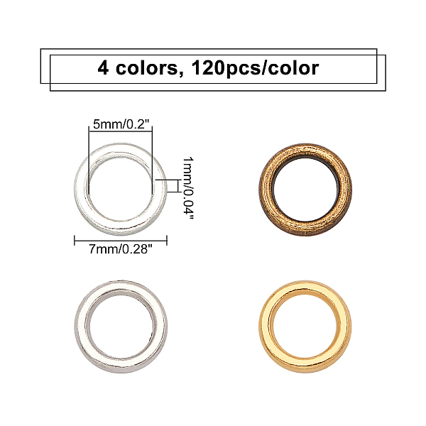 PandaHall CHGCRAFT 480Pcs 4 Colors Alloy Round Rings, Soldered Jump Rings, Closed Jump Rings, Mixed Color, 18 Gauge, 7x1mm, Hole: 4.5mm...
PandaHall CHGCRAFT 480Pcs 4 Colors Alloy Round Rings, Soldered Jump Rings, Closed Jump Rings, Mixed Color, 18 Gauge, 7x1mm, Hole: 4.5mm...
