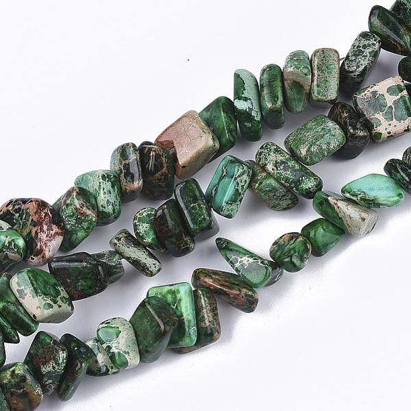 PandaHall Natural Imperial Jasper Beads Strands, Dyed, Chips, Green, 4~18x4~15x1~10mm, Hole: 1mm, about 88~100pcs/strand, 15.3 inch~15.7...
PandaHall Natural Imperial Jasper Beads Strands, Dyed, Chips, Green, 4~18x4~15x1~10mm, Hole: 1mm, about 88~100pcs/strand, 15.3 inch~15.7...
