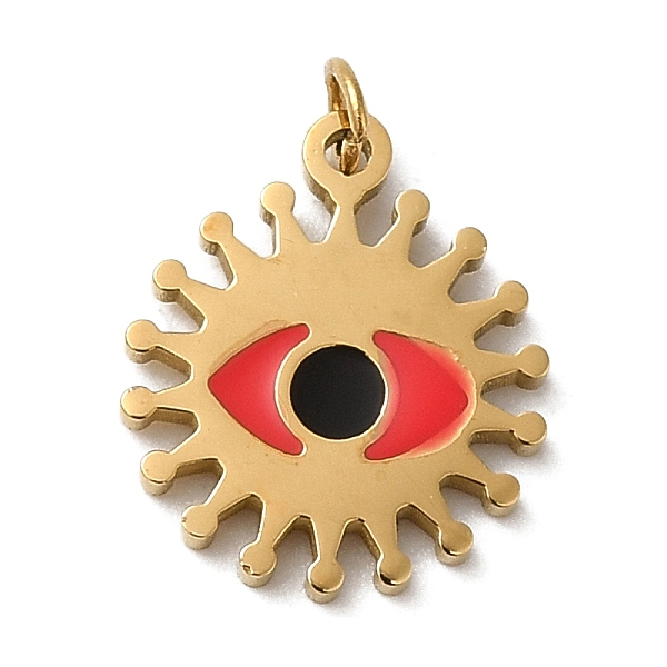 PandaHall 304 Stainless Steel Charms, with Enamel and Jump Ring, Real 14K Gold Plated, Sun with Eye Charm, Red, 11.8x10x1.1mm, Hole: 1.4mm...
PandaHall 304 Stainless Steel Charms, with Enamel and Jump Ring, Real 14K Gold Plated, Sun with Eye Charm, Red, 11.8x10x1.1mm, Hole: 1.4mm...