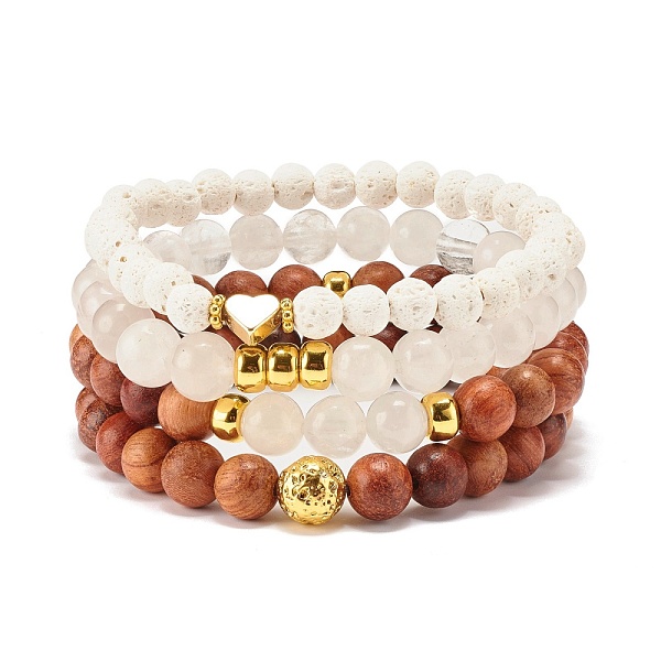 PandaHall 4Pcs 4 Style Natural Quartz Crystal & Lava Rock & Wood Round Beaded Stretch Bracelets Set with Heart, Oil Diffuser Power Yoga..., White
PandaHall 4Pcs 4 Style Natural Quartz Crystal & Lava Rock & Wood Round Beaded Stretch Bracelets Set with Heart, Oil Diffuser Power Yoga..., White