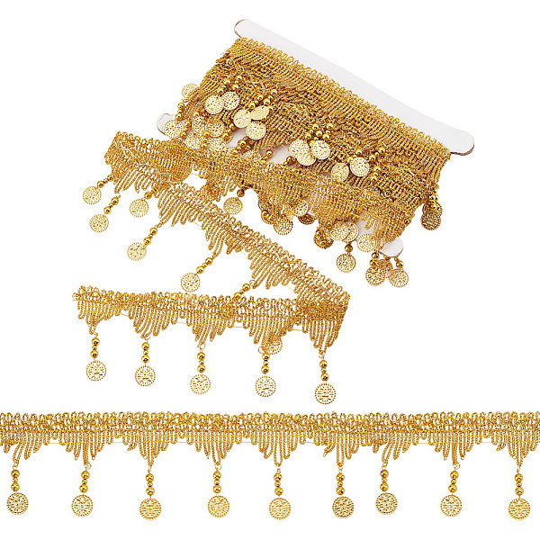 PandaHall 4.5m Sparkle Polyester Tassel Lace Trims, Paillette Fringe Lace Trimming with Iron Beads, Flat Round, Goldenrod, 1-1/2 inch..., Gold
PandaHall 4.5m Sparkle Polyester Tassel Lace Trims, Paillette Fringe Lace Trimming with Iron Beads, Flat Round, Goldenrod, 1-1/2 inch..., Gold