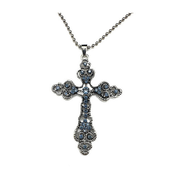 PandaHall Cross Zinc Alloy Pendant Necklace, with Rhinestone, Indian Sapphire, 27.56 inch(70cm) Rhinestone Cross Gray
PandaHall Cross Zinc Alloy Pendant Necklace, with Rhinestone, Indian Sapphire, 27.56 inch(70cm) Rhinestone Cross Gray