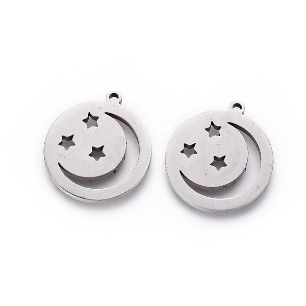 PandaHall 201 Stainless Steel Pendants, Manual Polishing, Flat Round with Moon and Star, Stainless Steel Color, 18x16x1.5mm, Hole: 1.2mm 201...
PandaHall 201 Stainless Steel Pendants, Manual Polishing, Flat Round with Moon and Star, Stainless Steel Color, 18x16x1.5mm, Hole: 1.2mm 201...