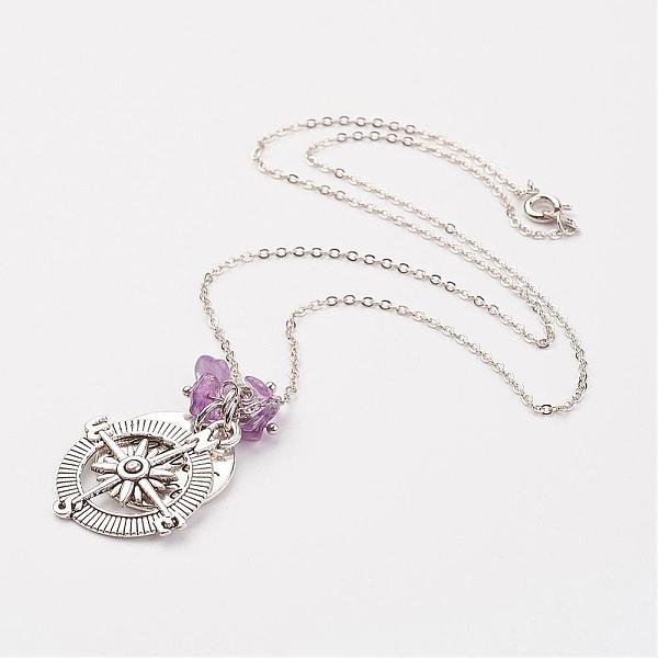 PandaHall Alloy Pendant Necklaces, with Brass Chains and Gemstone Chips, Compass, 18.31 inch(46.5cm) Mixed Stone
PandaHall Alloy Pendant Necklaces, with Brass Chains and Gemstone Chips, Compass, 18.31 inch(46.5cm) Mixed Stone