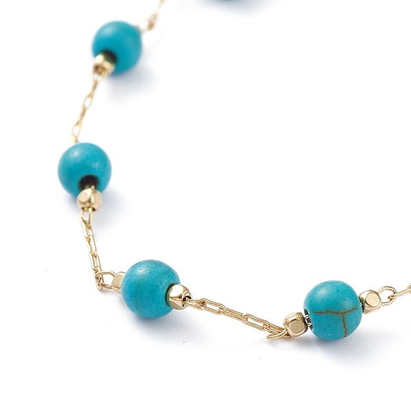 PandaHall Round Synthetic Turquoise(Dyed) Beaded Bracelets, with Brass Cable Chains and 304 Stainless Steel Lobster Claw Clasps, Golden..., Cyan
PandaHall Round Synthetic Turquoise(Dyed) Beaded Bracelets, with Brass Cable Chains and 304 Stainless Steel Lobster Claw Clasps, Golden..., Cyan