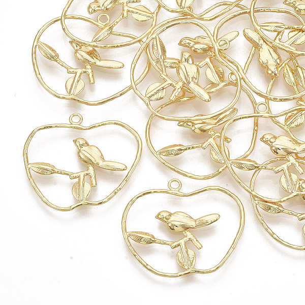 PandaHall Brass Filigree Pendants, Real 18K Gold Plated, Hollow, Bird and Apple, Golden, 26~28x30.5~31.5x2mm, Hole: 1.8mm Brass Bird
PandaHall Brass Filigree Pendants, Real 18K Gold Plated, Hollow, Bird and Apple, Golden, 26~28x30.5~31.5x2mm, Hole: 1.8mm Brass Bird