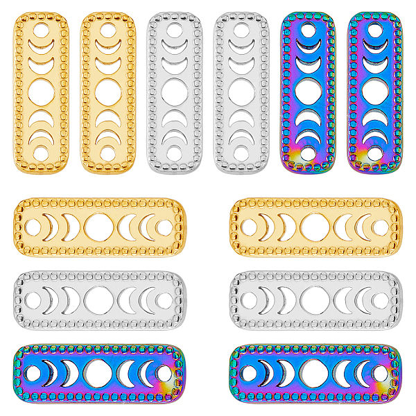 PandaHall SUPERFINDINGS 12Pcs 3 Colors 304 Stainless Steel Connector Charms, Rectangle Links with Hollow Moon Phase, Nickel Free, Mixed...
PandaHall SUPERFINDINGS 12Pcs 3 Colors 304 Stainless Steel Connector Charms, Rectangle Links with Hollow Moon Phase, Nickel Free, Mixed...
