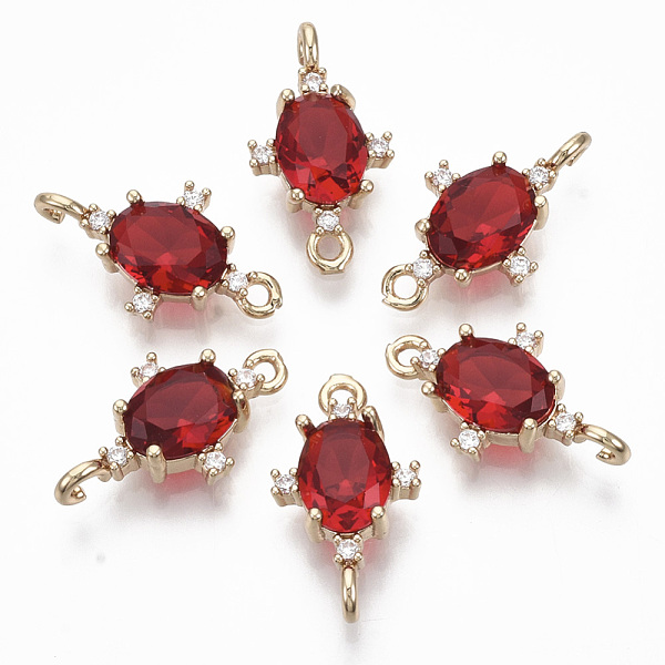 PandaHall Glass Links connectors, with Brass Micro Pave Cubic Zirconia, Faceted, Oval, Light Gold, FireBrick, 17.5x10x5mm, Hole: 1.2mm..., Red
PandaHall Glass Links connectors, with Brass Micro Pave Cubic Zirconia, Faceted, Oval, Light Gold, FireBrick, 17.5x10x5mm, Hole: 1.2mm..., Red