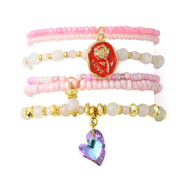 PandaHall 4Pcs 4 Style Natural Rose Quartz & Glass Beaded Stretch Bracelets Set, Heart & Alloy Rose Love Charms Stackable Bracelet for Women..., Pink
PandaHall 4Pcs 4 Style Natural Rose Quartz & Glass Beaded Stretch Bracelets Set, Heart & Alloy Rose Love Charms Stackable Bracelet for Women..., Pink