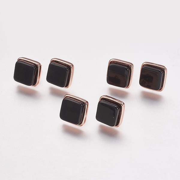 PandaHall Natural Black Agate Stud Earrings, with Brass Findings, Real Rose Gold Plated, Square, 12x12x4.5~6mm, Pin: 1mm Black Agate Black
PandaHall Natural Black Agate Stud Earrings, with Brass Findings, Real Rose Gold Plated, Square, 12x12x4.5~6mm, Pin: 1mm Black Agate Black