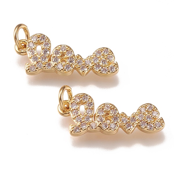 PandaHall Brass Micro Pave Clear Cubic Zirconia Pendants, Long-Lasting Plated, With Jump Rings, for Valentine's Day, Word Love, Golden...
PandaHall Brass Micro Pave Clear Cubic Zirconia Pendants, Long-Lasting Plated, With Jump Rings, for Valentine's Day, Word Love, Golden...
