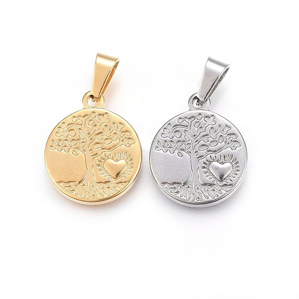 PandaHall 304 Stainless Steel Pendants, Flat Round with Tree and Heart, Mixed Color, 20x17x2.5mm, Hole: 7x4mm 304 Stainless Steel Flat Round..., Multicolor
PandaHall 304 Stainless Steel Pendants, Flat Round with Tree and Heart, Mixed Color, 20x17x2.5mm, Hole: 7x4mm 304 Stainless Steel Flat Round..., Multicolor