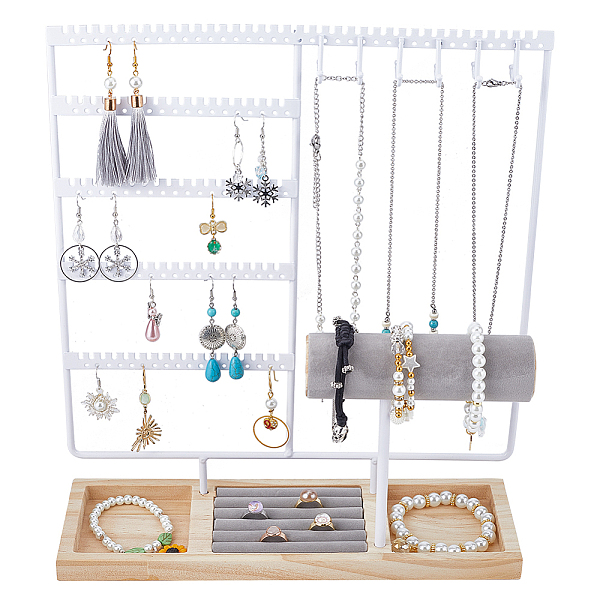 PandaHall Removable Wood Jewelry Display Tray with Iron Jewelry Organizer Holder for Earrings Rings, Bracelets, Necklaces Storage, White...
PandaHall Removable Wood Jewelry Display Tray with Iron Jewelry Organizer Holder for Earrings Rings, Bracelets, Necklaces Storage, White...