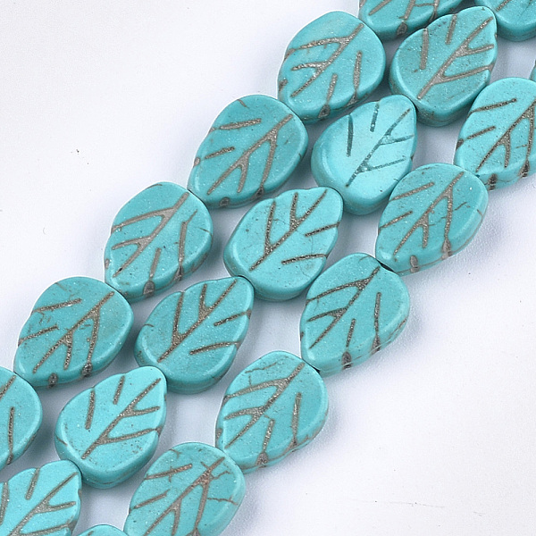 PandaHall Synthetic Turquoise Beads Strands, Dyed, Leaf, Turquoise, 13~14x9x4mm, Hole: 1mm, about 31pcs/strand, 15.9 inch Synthetic..., Green
PandaHall Synthetic Turquoise Beads Strands, Dyed, Leaf, Turquoise, 13~14x9x4mm, Hole: 1mm, about 31pcs/strand, 15.9 inch Synthetic..., Green