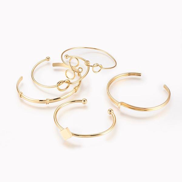 PandaHall Mixed Brass Cuff Bangles, Real 18K Gold Plated, 2 inch~2-1/8 inchx2-1/4 inch~2-1/2 inch(49~54x57~64mm) Brass
PandaHall Mixed Brass Cuff Bangles, Real 18K Gold Plated, 2 inch~2-1/8 inchx2-1/4 inch~2-1/2 inch(49~54x57~64mm) Brass