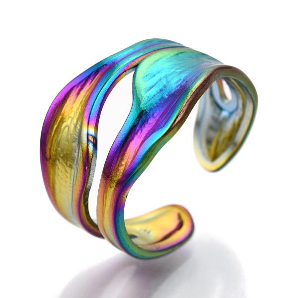 PandaHall 304 Stainless Steel Cuff Ring, Wide Band Rings, Open Ring for Women Girls, Rainbow Color, US Size 8(18.1mm) 304 Stainless Steel
PandaHall 304 Stainless Steel Cuff Ring, Wide Band Rings, Open Ring for Women Girls, Rainbow Color, US Size 8(18.1mm) 304 Stainless Steel