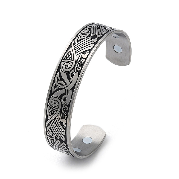 PandaHall 304 Stainless Steel Magnetic Cuff Bangles, Enamel Trinity Knot Open Bangle, Stainless Steel Color, Inner Diameter: 2x2-1/2 inch..., Black
PandaHall 304 Stainless Steel Magnetic Cuff Bangles, Enamel Trinity Knot Open Bangle, Stainless Steel Color, Inner Diameter: 2x2-1/2 inch..., Black