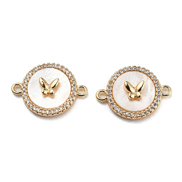 PandaHall Natural White Shell Connector Charms, with Brass Micro Pave Clear Cubic Zirconia Findings, Flat Round with Butterfly Links, Golden...
PandaHall Natural White Shell Connector Charms, with Brass Micro Pave Clear Cubic Zirconia Findings, Flat Round with Butterfly Links, Golden...