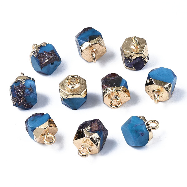 PandaHall Assembled Synthetic Bronzite and Turquoise Charms, with Light Gold Brass Loop, Faceted, Octagon, 11~13x8~9x8~9mm, Hole: 1.6~1.8mm...
PandaHall Assembled Synthetic Bronzite and Turquoise Charms, with Light Gold Brass Loop, Faceted, Octagon, 11~13x8~9x8~9mm, Hole: 1.6~1.8mm...