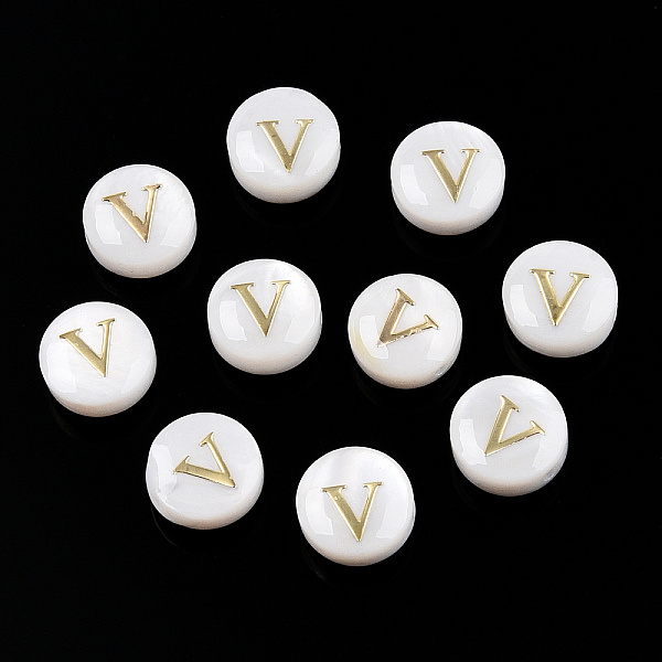 PandaHall Natural Freshwater Shell Beads, with Golden Plated Brass Etched Metal Embellishments, Flat Round with Letter, Letter V...
PandaHall Natural Freshwater Shell Beads, with Golden Plated Brass Etched Metal Embellishments, Flat Round with Letter, Letter V...