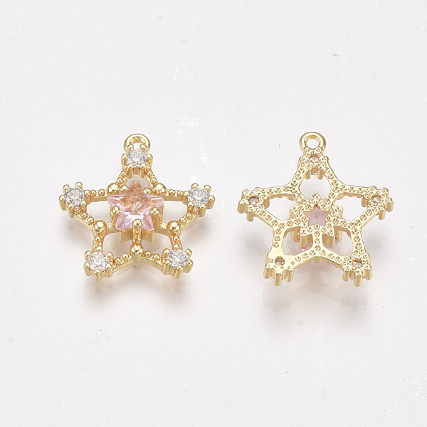 PandaHall Brass Cubic Zirconia Pendants, Nickel Free, Real 18K Gold Plated, Star, Pink, 15.5x14.5x4mm, Hole: 1mm Brass+Cubic Zirconia Star...
PandaHall Brass Cubic Zirconia Pendants, Nickel Free, Real 18K Gold Plated, Star, Pink, 15.5x14.5x4mm, Hole: 1mm Brass+Cubic Zirconia Star...