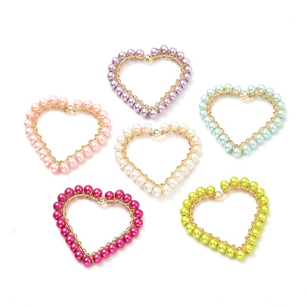 PandaHall Baking Painted Pearlized Glass Pearl Round Pendants, with Brass Findings, Heart, Mixed Color, 38x40x4.5mm, Hole: 1.4mm Brass+Glass..., Multicolor
PandaHall Baking Painted Pearlized Glass Pearl Round Pendants, with Brass Findings, Heart, Mixed Color, 38x40x4.5mm, Hole: 1.4mm Brass+Glass..., Multicolor
