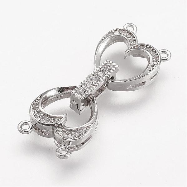 PandaHall Brass Micro Pave Cubic Zirconia Fold Over Clasps, Heart, Platinum, 32x12x5mm, Hole: 1mm Brass+Cubic Zirconia
PandaHall Brass Micro Pave Cubic Zirconia Fold Over Clasps, Heart, Platinum, 32x12x5mm, Hole: 1mm Brass+Cubic Zirconia