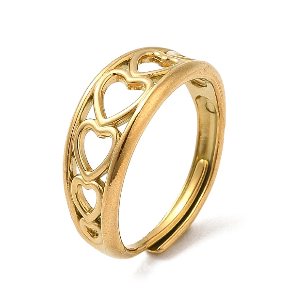 PandaHall 304 Stainless Steel Finger Rings, Adjustable Ring for Women, Golden, Heart, 3~8mm, Inner Diameter: 17mm 304 Stainless Steel Heart
PandaHall 304 Stainless Steel Finger Rings, Adjustable Ring for Women, Golden, Heart, 3~8mm, Inner Diameter: 17mm 304 Stainless Steel Heart