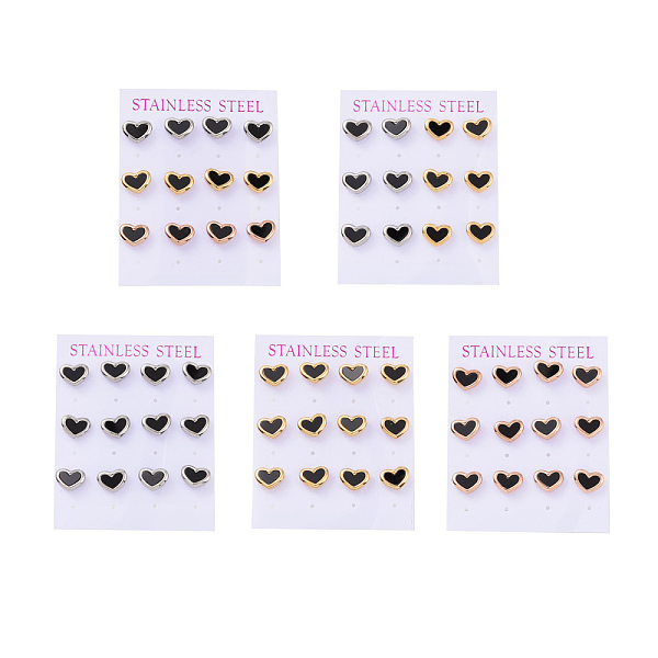 PandaHall Heart 304 Stainless Steel Acrylic Stud Earrings, with Ear Nut, Mixed Color, 9x11mm, Pin: 0.8mm, 6 pairs/card 304 Stainless Steel..., Black
PandaHall Heart 304 Stainless Steel Acrylic Stud Earrings, with Ear Nut, Mixed Color, 9x11mm, Pin: 0.8mm, 6 pairs/card 304 Stainless Steel..., Black