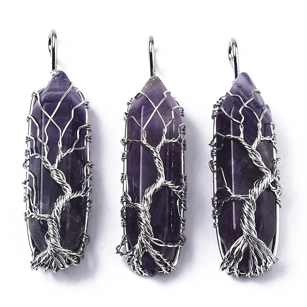 PandaHall Natural Amethyst Big Wire Wrapped Pendants, with Brass Wires, prismatic with Tree of Life, Platinum, 48~62x14~17x13~18mm, Hole...
PandaHall Natural Amethyst Big Wire Wrapped Pendants, with Brass Wires, prismatic with Tree of Life, Platinum, 48~62x14~17x13~18mm, Hole...