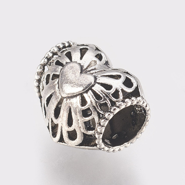 PandaHall Hollow Alloy European Beads, Large Hole Beads, Heart, Antique Silver, 10x11x9mm, Hole: 5mm Alloy Heart
PandaHall Hollow Alloy European Beads, Large Hole Beads, Heart, Antique Silver, 10x11x9mm, Hole: 5mm Alloy Heart