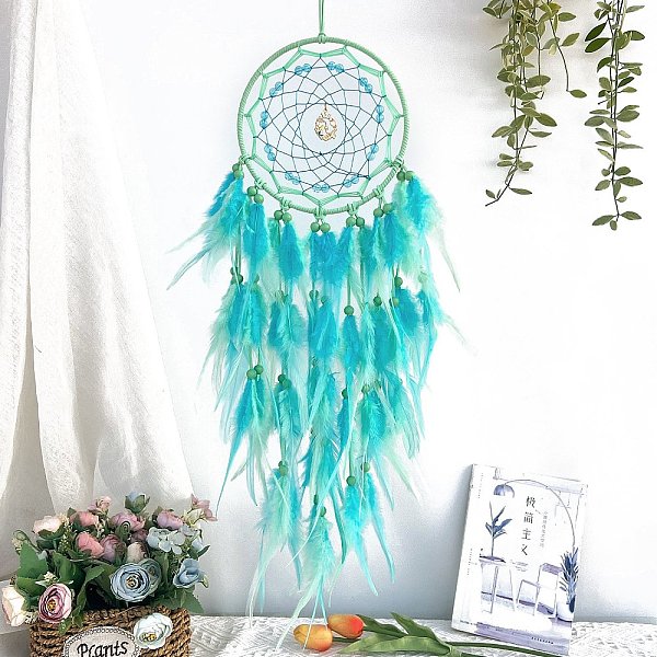 PandaHall Woven Web/Net with Feather Hanging Ornaments, Iron Ring and Glass Beads for Home Living Room Bedroom Wall Decorations, Turquoise..., Green
PandaHall Woven Web/Net with Feather Hanging Ornaments, Iron Ring and Glass Beads for Home Living Room Bedroom Wall Decorations, Turquoise..., Green