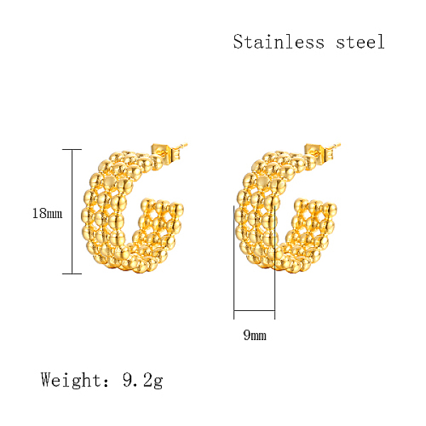 PandaHall 304 Stainless Steel Round Stud Earrings, Half Hoop Earrings, Real 18K Gold Plated, 18x9mm 304 Stainless Steel Round
PandaHall 304 Stainless Steel Round Stud Earrings, Half Hoop Earrings, Real 18K Gold Plated, 18x9mm 304 Stainless Steel Round