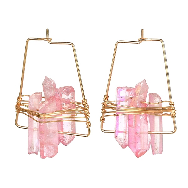 PandaHall Electroplated Natural Quartz Wire Wrapped Earrings for Girl Women, Golden Trapezoid Brass Hoop Earrings, Pink, 36~40x25x10~13mm...
PandaHall Electroplated Natural Quartz Wire Wrapped Earrings for Girl Women, Golden Trapezoid Brass Hoop Earrings, Pink, 36~40x25x10~13mm...