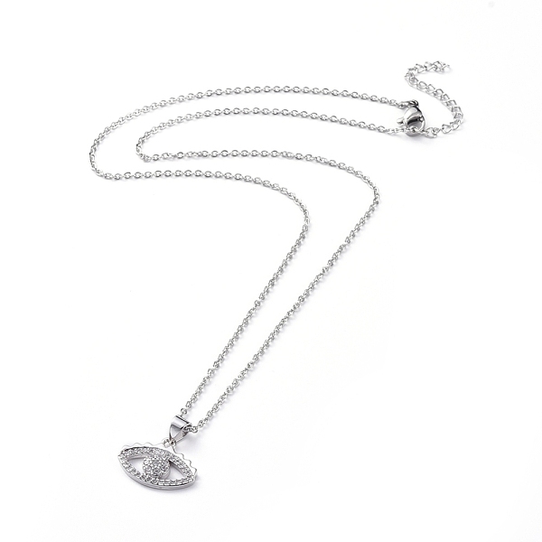 PandaHall 304 Stainless Steel Chain Necklaces, with Brass Micro Pave Cubic Zirconia Pendants, Horse Eye, Stainless Steel Color, 17.4 inch..., Clear
PandaHall 304 Stainless Steel Chain Necklaces, with Brass Micro Pave Cubic Zirconia Pendants, Horse Eye, Stainless Steel Color, 17.4 inch..., Clear