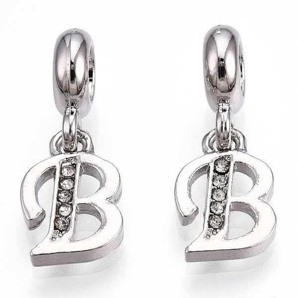 PandaHall Platinum Rack Plating Alloy Rhinestone European Dangle Charms, Large Hole Pendants, Letter, Cadmium Free & Lead Free, Letter.B...
PandaHall Platinum Rack Plating Alloy Rhinestone European Dangle Charms, Large Hole Pendants, Letter, Cadmium Free & Lead Free, Letter.B...
