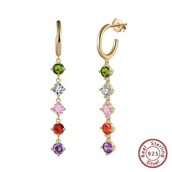 PandaHall 925 Sterling Silver Micro Pave Cubic Zirconia Stud Earrings, Flat Round, Dangle Earrings, Colorful, Real 14K Gold Plated, 56x6mm...
PandaHall 925 Sterling Silver Micro Pave Cubic Zirconia Stud Earrings, Flat Round, Dangle Earrings, Colorful, Real 14K Gold Plated, 56x6mm...